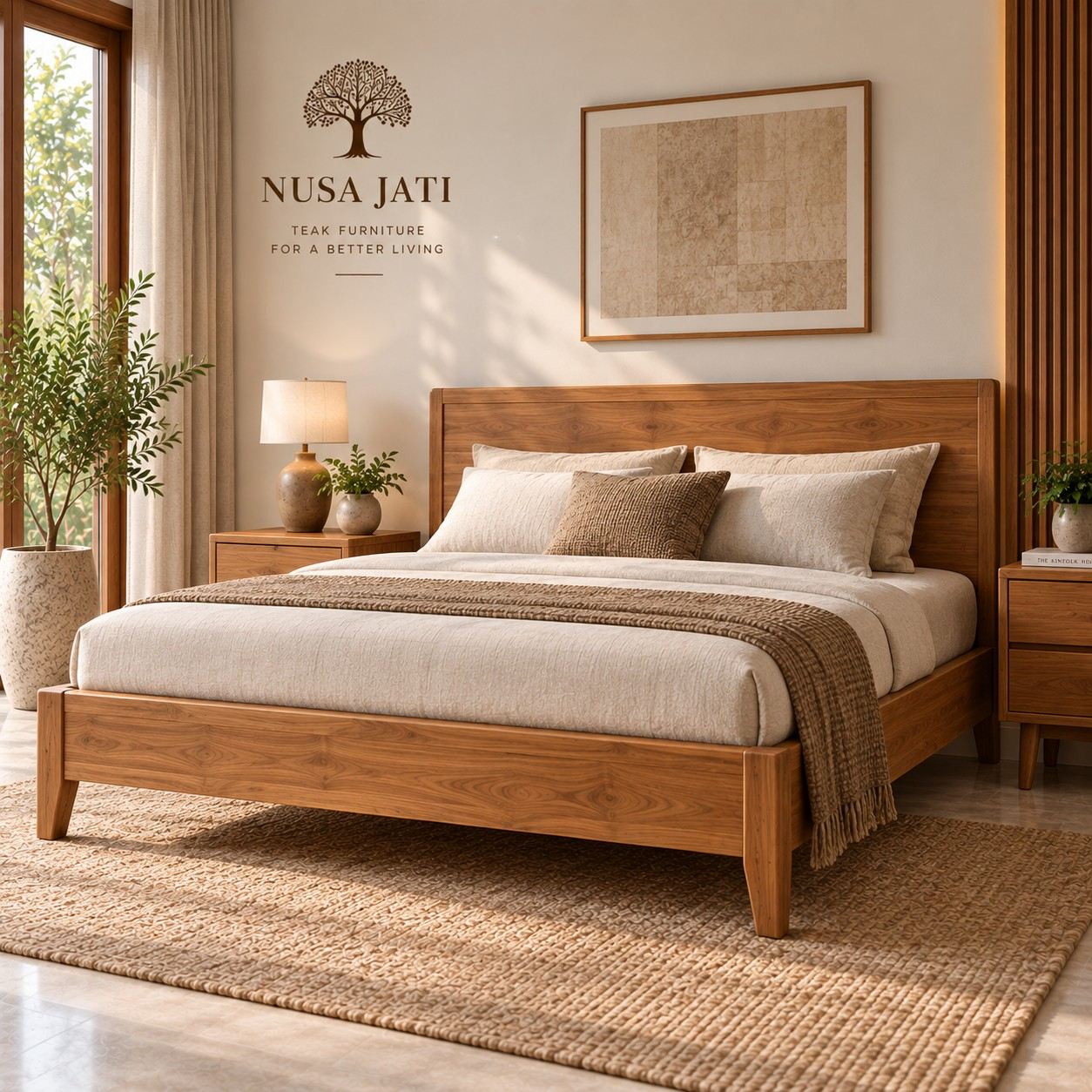 Warm Minimalist Teak Bedroom