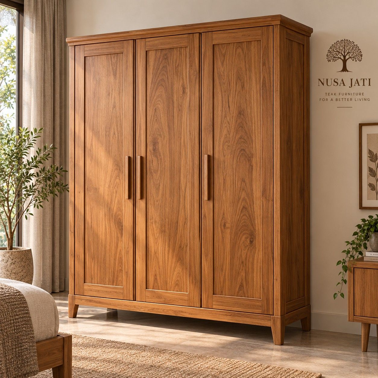 Three-Door Teak Wardrobe